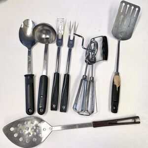7 Pc Lot Vintage Kitchen Utensils 4 Ekco 3 Not Marked Black And Stainless Steel